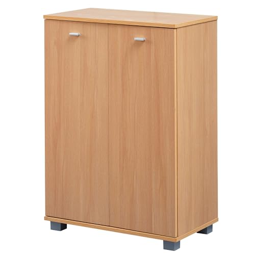 FineBuy Design Schuhschrank Nimes modern Holz 12 Paar Schuhe 4 Fächer 2 Türen, Schuhregal 60 x 90 x 35 cm platzsparend, Schuhkommode Flurschrank mit Ablage