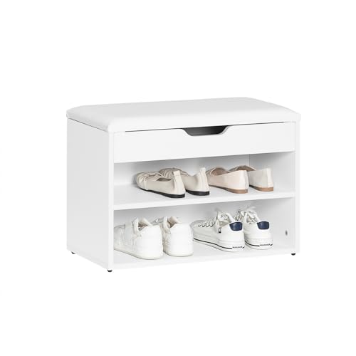 SoBuy® FSR25-W Schuhschrank, 2 Etagen, mit Kissen, Weiß