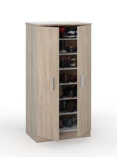 Dmora - Schuhschrank Alcudia, Platzsparendes Schuhregal, Schuhregal für den Eingangsbereich, Mehrzweckgarderobe mit 5 Regalen, 55x36h108 cm, Eiche