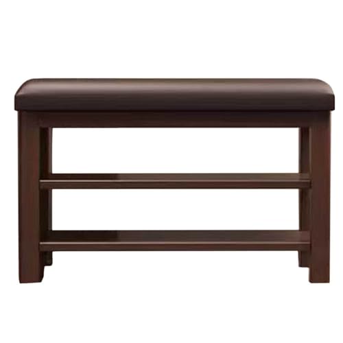 DECORN 2-stufige Schuhregalbank mit Kissen für Den Eingangsbereich Schuhbank aus Holz Schuhschrank für Den Eingangsbereich, Das Schlafzimmer und Das Wohnzimmer,Walnut Color-23.6  L