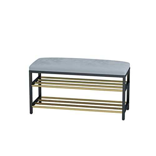 YIXIN2013SHOP Schuhablage Schuhbank-Rack, Schuheingangbank, Metallschuh-Rack-Bank, Organizer mit 2-Tier-Speicherorganisator, ideal for den Eingang des Flur-Wohnzimmers (grau) Schuhständer (Color : B)