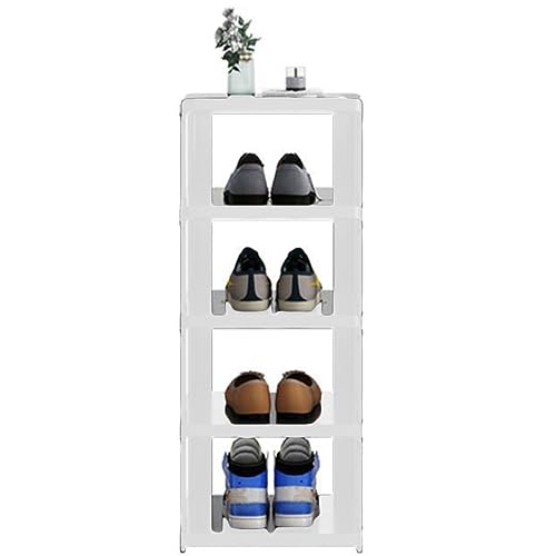 UMMEI Schuhregal Schmal Und Hoch,Klein Schuhregal Outdoor Platzsparende Schuhschrank Flur,Schuhorganizer Kunststoff,Stapeln Schuhe Shoes Rack Wandkante Schlafzimmer,Weiß,23.6in