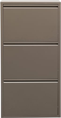 Kare Design Schuhschrank Caruso Taupe, Metall, mit 3 Klappen, Schuhablage für 6 Paar Schuhe, schmal, platzsparend, hoch, Schuhregal, Eingangsbereich, 103x50x15 cm (H/B/T)