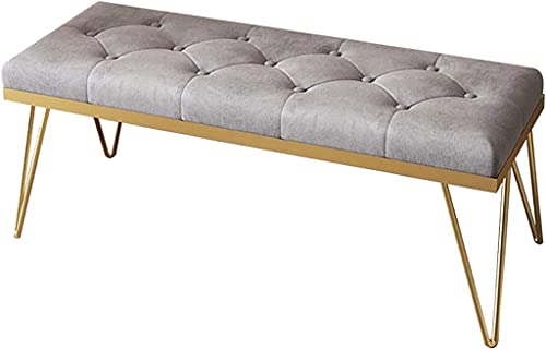 Aufbewahrungsbank Schuhbank Luxuseingang Edelstahl-Schuhwechselhocker Samtsofa und Hocker im Wohnzimmer Modernes Schlafzimmer Bettende Hockerbank (Color : Green, Size : 60x35x45cm)