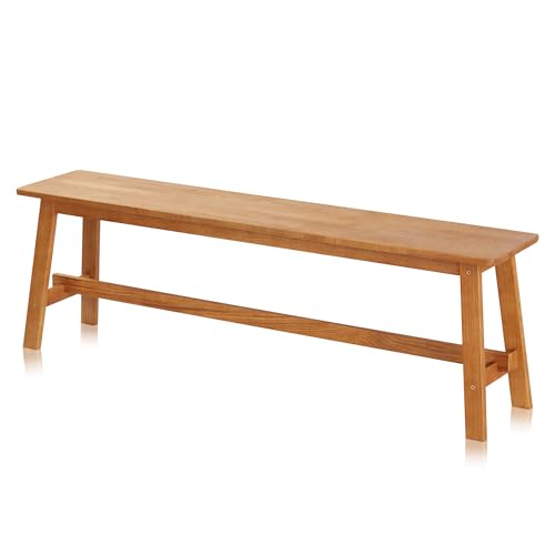 KHG Holzbank Sitzbank Flur Garderobenbank Schuhbank 140x45x29 cm - Eiche Holz Massiv bis 200 kg belastbar - Bettbank Landhausstil geölt