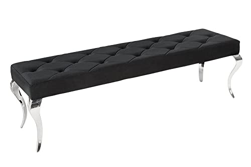 AYily Elegante Sitzbank 172cm schwarz Samt Edelstahl Polsterbank