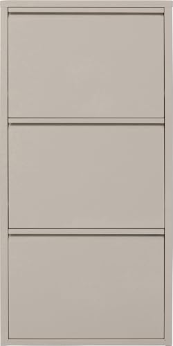 Kare Design Schuhschrank Caruso Creme, Metall, mit 3 Klappen, Schuhablage für 6 Paar Schuhe, schmal, platzsparend, hoch, Schuhregal, Eingangsbereich, 104x50x15 cm (H/B/T)