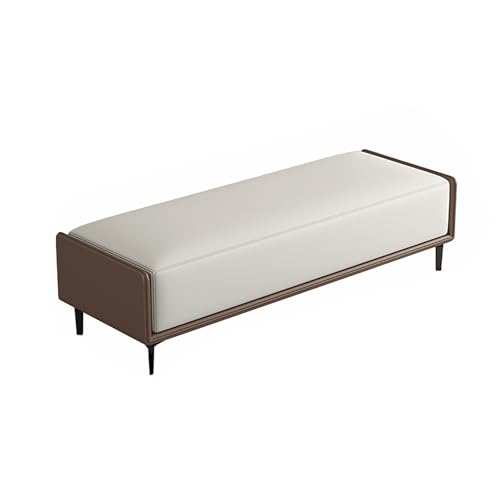 NCLOYN Gepolsterte Lange Bank Aus Pu-Leder, Moderne Osmanische Bank mit Metallbeinen, Wohnzimmer-fußstützenhocker, Akzentbank,wartezimmerbank, Schlafzimmer-endbank(120x40x42cm(47x16x16in), Coffee)