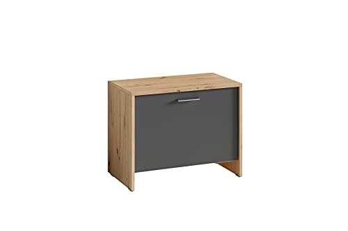 byLIVING Sitzbank Ben/Schuhschrank in Artisan Eiche-Optik hell-braun/Front anthrazit/kleine Flur-Kommode mit Klappe und Einlegeboden/B 60, H 48, T 35 cm