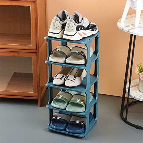 Faffooz Schuhregal 4 Ebenen Schuh Speicherorganisation Schuhregal Kunststoff Aufbewahrungsregal Modular Cabinet Regale für platzsparende, Schuhregal Regale für Schuhe, Stiefel, Hausschuhe