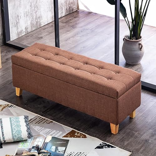 CATANK Schuhwechselhocker für den Eingangsbereich mit e, Leinen gepolsterte Sofa-e-Sitzbank, Moderne Fußstütze, Fußbank am Bettende für Wohnzimmer, Schlafzimmer, Hellbraun, 100 x 40 x 45