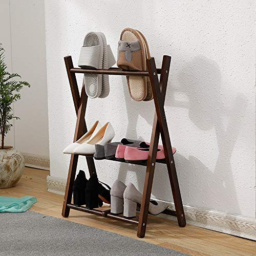 BHBXZZDB Massivholz Schuhschrank einfach zu Hause Wohnzimmer Raum 2 Schichten kreative Lagerung einfache japanische Stil Wand Schuhschrank platzsparenden Schuhschrank (Farbe: Walnussfarbe)