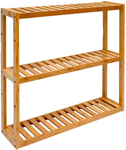 DuneDesign Bambus Wandregal - 15cm schmal - 60x54 Natur - Bad Küche Holz Regal Badregal Küchenregal