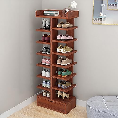 Schuhregal aus Holz, Schuhschrank, schmaler Schuhregalschrank, schmale Schuhaufbewahrung im Eingangsbereich, stabiles Schuhregal, freistehender Schuhaufbewahrungs-Organizer-Schrank (Log 120 cm/47,2