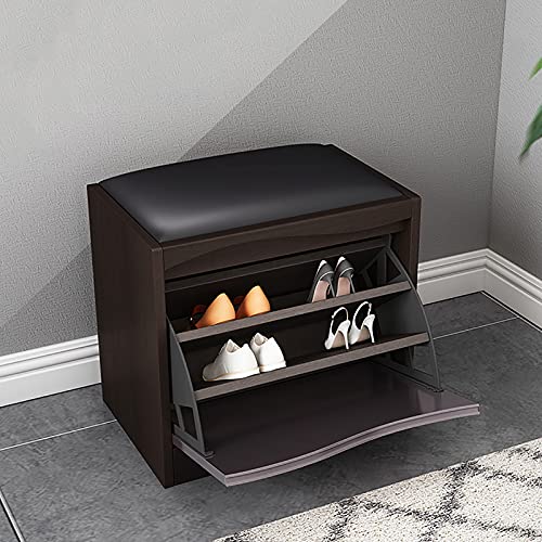 Eingangsbereich Schuhschrank Mit Versteckter Aufbewahrung,Premium Schuhbank Aus Massivem Holz Schuhregal Schuhregal,Moderne Aufbewahrungsbank Aus Kunstleder-A 50x42x31.5cm(20x17x12