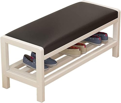 Change Schuhbank Eingang Wohnzimmer Massivholz Schuhschrank Multifunktionales rechteckiges Schuhregal kann auf langem Hocker sitzen (Color : Black, Size : 76 * 33 * 36cm)