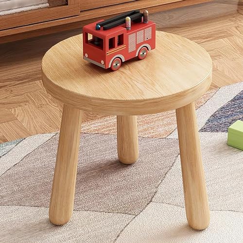 WECCTYA Fußstütze Aus Massivem Holz, Runder Tritthocker, Tragbarer Duschhocker, Kompakter Niedriger Hocker für Wohnzimmer, Badezimmer, Sofa, Verwendung Als Schuhbank(25x25x25cm(10x10x10inch), Yellow)