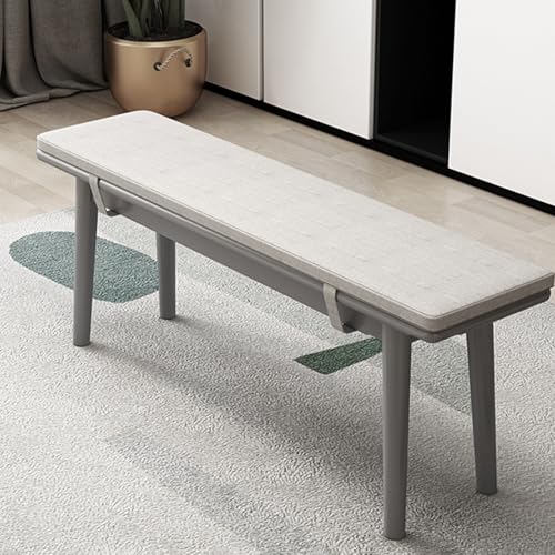 HARELA Esszimmer Sitzbank Massive Holzbank Polsterbank, Schuhbank, Küchenbank Wohnzimmerbank, Aufbewahrungsregal für Eingang, Flur, Bad, Wohnzimmer, Diele(Light Grey,120cm/47.2in)