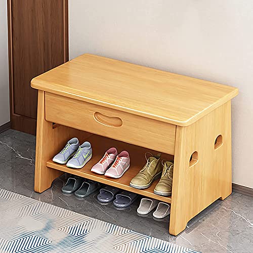 CATANK Premium-Schuhaufbewahrungsbank aus massivem Holz, hölzerne Eingangsbank, Schuhbank, Schuhaufbewahrungs-Organizer, Moderne Schuhregal-Bank mit Schublade, B, 60 x 38 x 40 cm (24 x 15