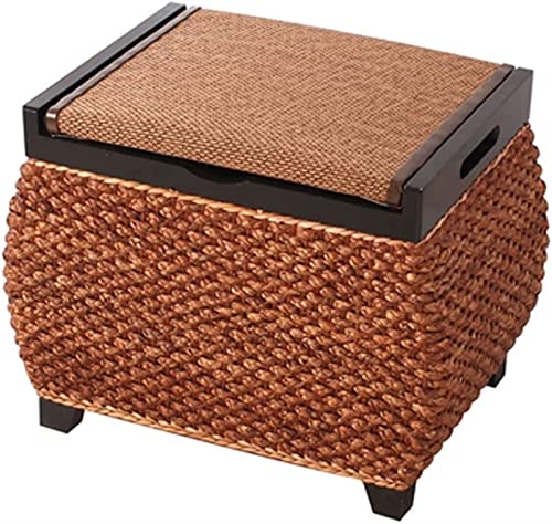 YQBUER Rattan Aufbewahrungshocker Flur Schuhhocker Schuhschrank Schuhschrank Massivholz Home Sitting Aufbewahrungsbox Sofa Sit Clothes Stora (Color : Brown, Size : Double Drum Style)