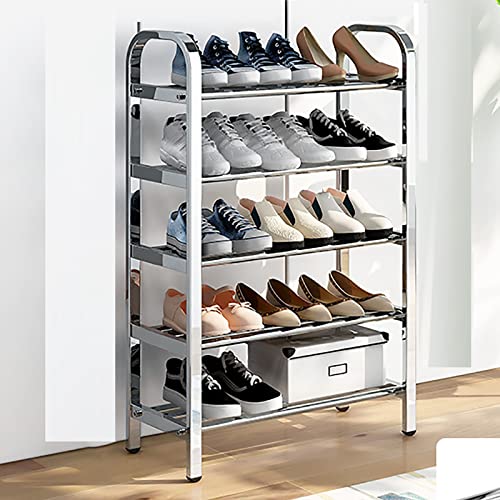 Edelstahl-Schuhregal,mehrschichtiger tragbarer Aufbewahrungs-Schuhschrank,schmaler Metall-Finishing-Rack,verwendet in Wohnzimmer,Schlafzimmer,Dachboden,Korridor,Küche,Garten,Arbeitszimmer,Balkon