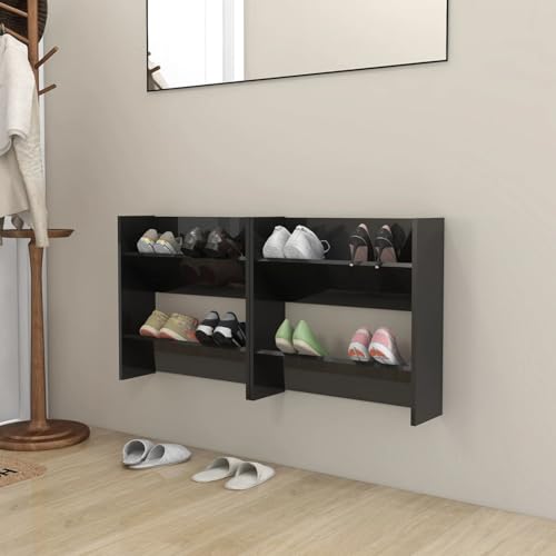 Xichuzi Wand-Schuhschränke 2 STK Schuhorganizer, Flurgarderobe, Shoe Cabinet, Schuh Schrank, Flurschrank, Schuhkipper, Schuhaufbewahrung, Hochglanz-Schwarz 60x18x60 cm