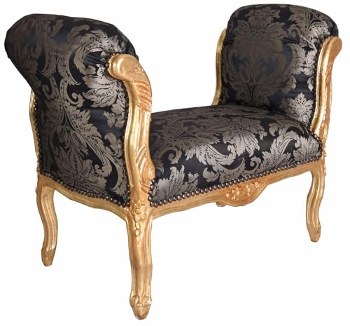 Sitzbank Bank Hocker Sofa Landhausstil Couch Antik 94cm cat351 Palazzo Exklusiv (34b - Schwarz+Gold, a - Gold)