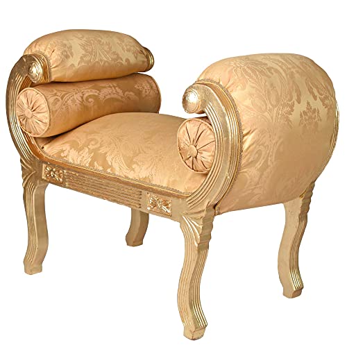 Barocksofa Versailles Liege Kanapee Gold Sofa Barock Sitzbank Antik Polsterbank 96cm Holz cat591a06 Palazzo Exklusiv