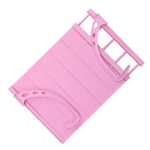 CRILSTYLEO Teleskopischer Wäscheständer Schuh+Regal Tragbarer Wäscheständer Kleiderbügel Zusammenklappbarer Wäscheständer Multifunktionaler Hosenhalter Handtuchhalter Blemoacha Plastik Rosa