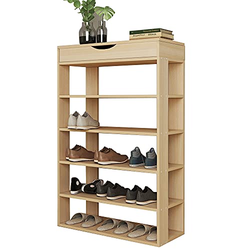 DlandHome Schuhregale Flur Schuhschrank Schmal holz mit 5 Ebenen 75 x 30 x 94 cm Schuhaufbewahrung Flur Organizer für Eingangsbereich, Diele, Treppenhaus, Wohnzimmer Eiche