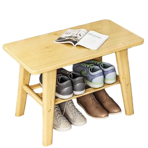 DECORN 2-in-1-Schuhbank Schuhregal aus Bambus Rustikale Eingangsbank, Schuhaufbewahrungs-Organizer, Schuhregal für Flur, Schlafzimmer,Wood Color-26 Lx11.8 Wx15.8 H