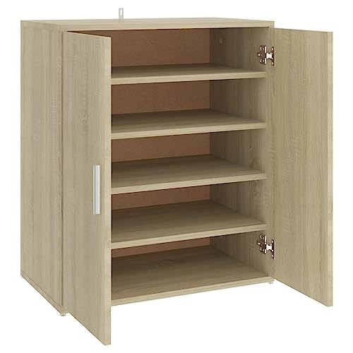 vidaXL Schuhschrank 5 Ablagen Wand Schuhkommode Schuhregal Schuhablage Schuhaufbewahrung Schuhständer Schuhorganizer Sonoma-Eiche 60x35x70cm Holzwerkstoff