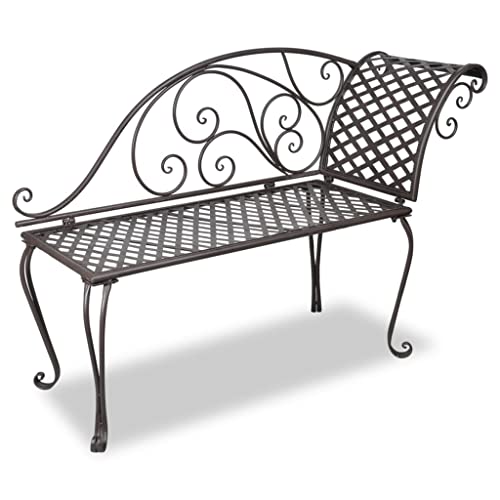 SDWEHO7 Gartenliege wetterfest, Garten Chaiselongue, Metallgestell, Sonnenliege, Outdoor Sitzbank für Terrassen, Strände und Camping, Parkbank, 128 cm Stahl Antik Braun