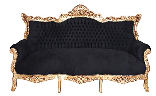 Prunksofa barockes Salon Sofa Schwarz Gold Antik Stil Sitzbank 200 cm cat599a02 Palazzo Exklusiv