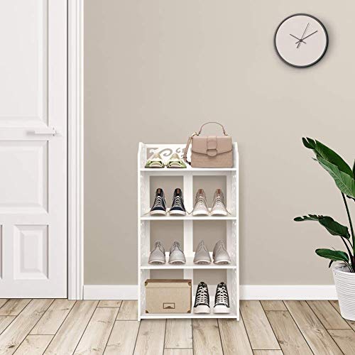 Greensen Schuhregal Weiß, Schuhschrank Schmal Bücherregal Kleines Regal 4 Böden Badregal Schuhschrank Standregal Steckregal Aufbewahrungsregal Kleines Schuhregal zur Aufbewahrung Bücher Schuhe