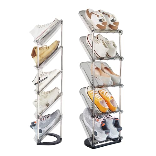 Patinao Schuhregal Schmal mit 5 Ebenen, Platzsparend Schräg Schuhablage, Schuhschrank Schuhaufbewahrung Shoe Rack Schuhbank Schuhe Schrank Schuh Regal Organizer Schuhständer Schuhorganizer