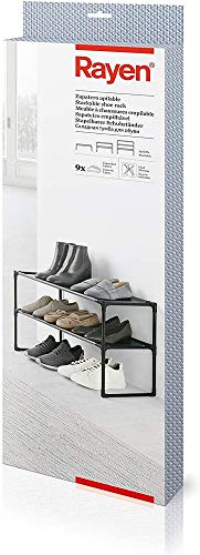 Rayen,6035.01,Stapelbarer AA8Schuhschrank, Kapazitätfür 9 Schuhe,einfache Montage, passt auf jedenRaum, Maße: 59 x 28 x 38 cm, Metall, nicht Woven, Grau, 2 Stück