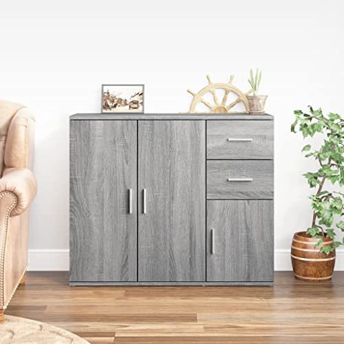 Annlera Sideboards 91x29,5x75cm Grau Sonoma Holzwerkstoff Esszimmermöbel Klassisches Sideboard Bücherschrank Hängeschuhschrank Schlafzimmer Kommode Fernseher Schrank Schrank