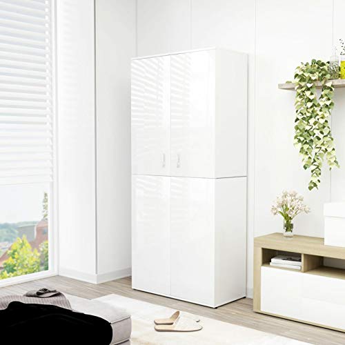 ZHOUMIN Schuhschrank, Schuhorganizer, Flurgarderobe, Shoe Cabinet, Schuh Schrank, Flurschrank, Schuhkipper, Schuhaufbewahrung, Hochglanz-Weiß 80×39×178 cm Spanplatte