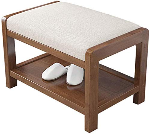 Fußhocker Massivholz Schuhschrank Schuhregal PU Pad Gepolsterte Sofa Hocker Tür Holzfarbe Kann Schuhregal Schuhbank Sitzen (Farbe: B, Größe: 550x330x360mm)