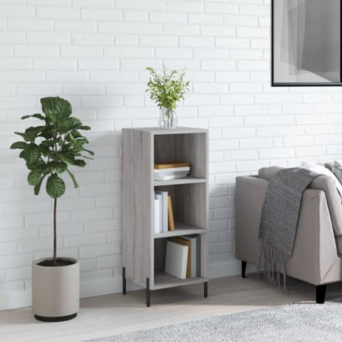 Annlera Sideboards 34,5x32,5x90cm Grau Sonoma Holzwerkstoff,Metall Esszimmermöbel Klassisches Sideboard Schlafzimmer Kommode Fernseher Schrank Bücherschrank Hängeschuhschrank Schrank