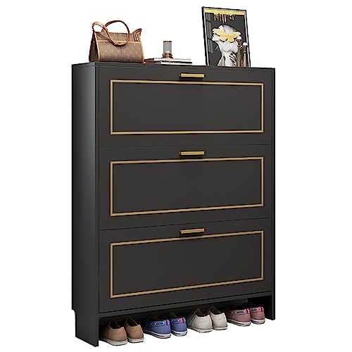 ZORZA Schuhschrank Schmal, Schuhschrank Schuhregal Schmal Hoch Schuhkipper, Schuhschränke Regal, Schuhkipper Schmal, Schuhregal Geschlossen für Eingang, Flur,A,100×17×118cm/39×6.7×46in