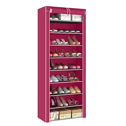 AllRight 10 Ebenen Schuhregal Schuhschrank 160x58x28cm Schuhablagen Vliesstoff Storage Schuhständer Geschlossen Schuhregal Schuhschrank für Wohnzimmer Flur