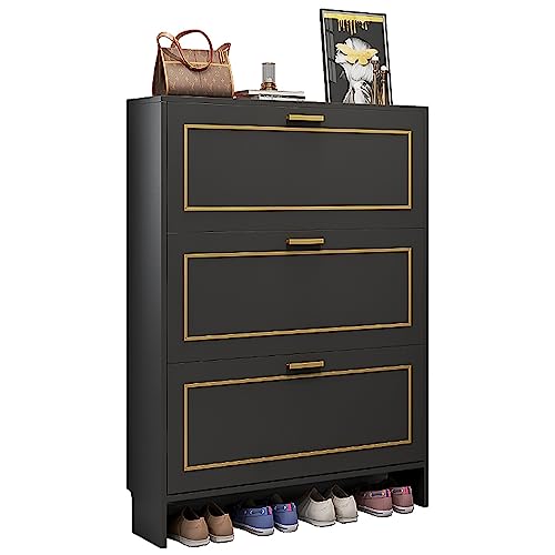 ZORZA Schuhkipper Schuhschrank, Shoe Cabinet Slim, Schuhschrank Schmal, Schuhkipper Schmal, mit Schublade, Schuhschränke, Schuhregal Geschlossen für Eingang, Flur,80×17×118cm/31×6.7×46in