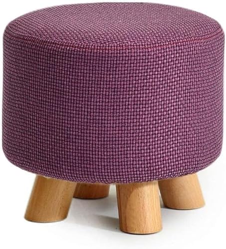 CATANK Holz Wohnzimmer Kleiner Hocker Kreativer Haushaltswechsel Schuhbank Weicher und bequemer Fußhocker Sofahocker Holzbanksitz (Farbe: Lila)