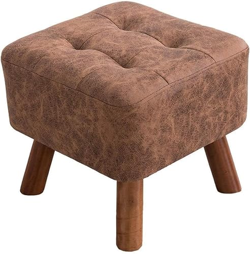 CATANK Holz Wohnzimmer Kleiner Hocker Kreativer Haushaltswechsel Schuhbank Weicher und bequemer Stoff-Fußhocker Sofahocker Holzbanksitz (Farbe: Hellbraun)